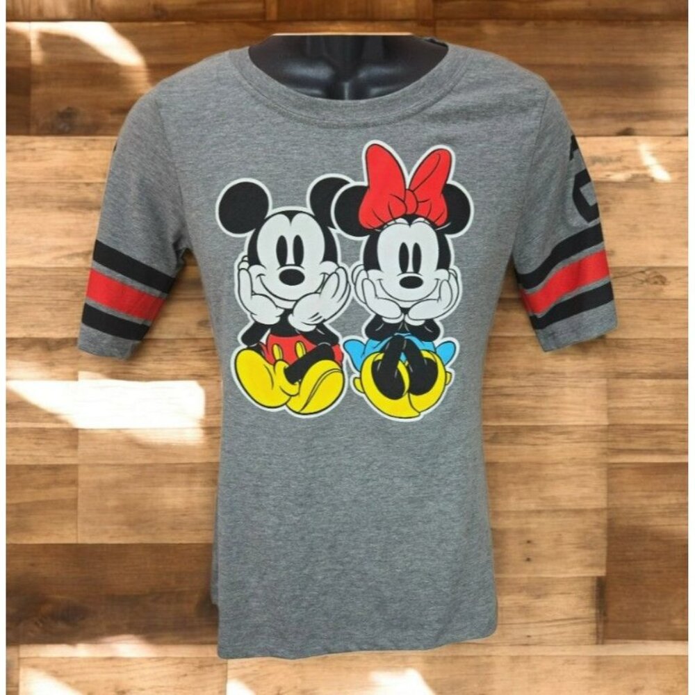 Disney Gray Mickey and Minnie Short Sleeve Tee